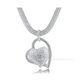 Colares de pendentes 925 Sterling Sier 18 polegadas Double Heart AAA Colar de zirc￣o para mulheres J￳ias de charme de casamento 1207 T2 Drop de dhscj