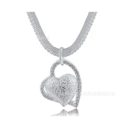 Anhänger Halsketten 925 Sterling Silber 18 Zoll Doppel Herz AAA Zirkon Halskette Für Frauen Mode Hochzeit Charme Schmuck 1207 T2 Drop de Dhscj