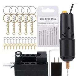 Keychains Electric Hand Drill Set för hartsmycken gjutning med 10 bitar DIY Key Chain Making Us Plug