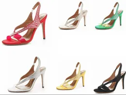 Sandały projektanta mody buty izzy pleksi krystalicznie ozdobione pompki kobiece sztylet sztylet wieczorowy Sandalias Lady High Heels Box EU35-43