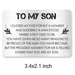 Portachiavi Figlio regalo da mamma papà al mio portafoglio in metallo inciso Inserti per carte per uomo Ispirazione Compleanno Laurea Regali di Natale
