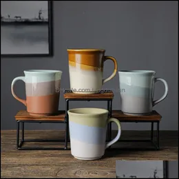 Tassen Handbemalte farbige Keramik-Milchbecher mit Griff, handgefertigte Re-Tassen für Kaffee, Tee, Haferflocken, kreative Geburtstagsgeschenke, Drop-Lieferung
