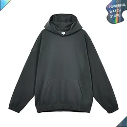 Herrtröjor 2023 Autumn Winter Heavyweight 360g Waffle Casual Baggy Cotton Men Oversize Washed Vintage Hip Hop Sweatshirts