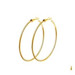 Hoop Huggie 40Mm80Mm Big Earring Polishing Exaggerated Ear Loop Smooth Circle For Women Girls Sier Gold Color Drop Delivery Jewelr Otcz3