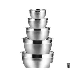 Bowls Stainless Steel Mixing Bowl Set Of 5 Fruit Salad Storage Kitchen Drop Delivery Home Garden Dining Bar Dinnerware Dhrdg