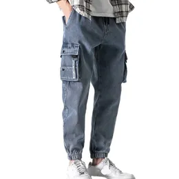 Pantaloni maschili uomini vintage chic jeans jeans harem joggers maschio cotone cargo pantaloni modalità streetwear streetwear black denim abiti 230202
