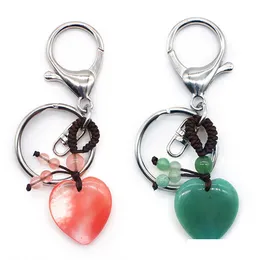 Key Rings Heart Stone Natural Gemstone Healing Crystal Quartz Keychain Love Wish for Women Jewelry Drop Delivery DH0G1