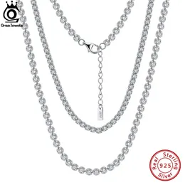 Подвесные ожерелья Orsa Jewels Solid 925 Серебряные серебряные женщины мужские мужские теннисные кокер -цепь круглый кубический цирконий теннисной цепь ювелирные изделия SC45 G230202