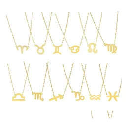 Pendant Necklaces Fashion 12 Constellation Pendants For Women Horoscope Astrology Galaxy Zodiac Choker Jewelry Birthday Gifts Drop De Ot2Vg