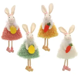 4 PCS/Set Festive Easter Bunny Doll Hanging Ornament Fabric Handmade Gift for Kids Home Holiday Party Decoration XBJK2302
