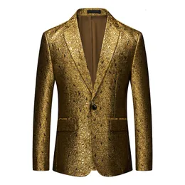 Men's Suits Blazers Fashion Brand Men's Business Swallowtail Suit Single Breasted Jacket Men Wedding Prom Party Luxury Dress Slim Jacquard Blazer 230202