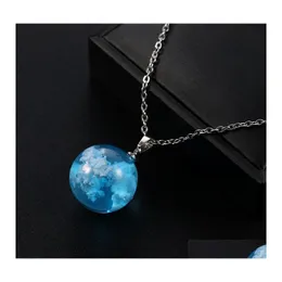 Pendant Necklaces Nature Blue Sky Clouds Necklace For Women Cloud Resin Transparent Ladies Ball Moon Jewelry Gift Accesorios Drop De Otubf