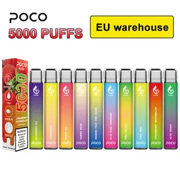 EU US Warehouse Eletronic Cigarett Original Mesh Coil 5000 puffar Poco Huge Disposable Vape Pen patron Uppladdningsbar 15ML 10 Flavors Enhet Vapor Pen Vaporizer