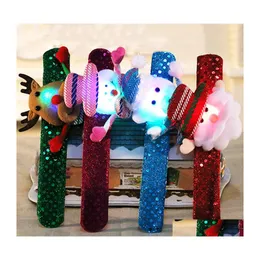 Decora￧￵es de Natal LED Kids Bracelet Chirstmas Band de m￣o de m￣o Deer Deer Papai Noel Snowman Snowman Pat Circle Party Supplies Xmas dh9tq