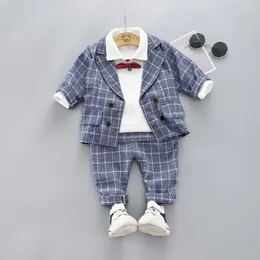 Kläderuppsättningar Baby Boy Suits Costume For Boys 3 PCS Wedding Autumn Kids Blazers Passar Formal Wear Children Set 12m- 4y
