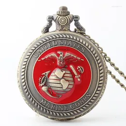 Pocket Watches Vintage Bronze Mens United States Navy Marine Corps Watch Gifts For Men Boys Retro Man Drop Ship