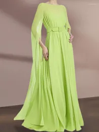 Повседневные платья Linda Della 2023 модельер -дизайнер классические женские летние модели ремень темперамент тонкий рукав зеленый круглый