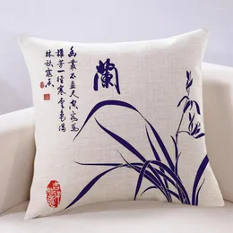 Подушечная крышка индивидуальное китайское стиль диван гостиная винтажная синяя и белая фарфоровая льня