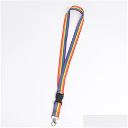 Party Favor 10pcs Rainbow Paski telefonu komórkowego Smycze Smyczowe dla kluczy ID Karta Mobilephone USB Uchwyt Hang Rope 889 B3 Drop de Dhczu