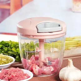 Fruit Vegetable Tools 900ML Garlic Chopper Manual Rotate Cutter Slicer Crusher Kitchen Gadget Blenders Meat Grinder 230201