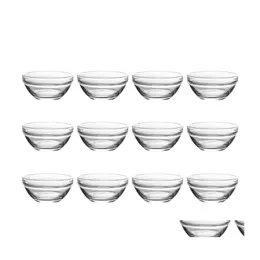 Bowls 12Pcs Stacked Glass Pudding Heat Resistant For Home Drop Delivery Garden Kitchen Dining Bar Dinnerware Dhctf