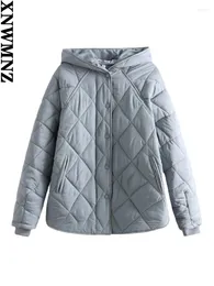 Korki damskie płaszcze xnwmnz puffer kratą chrząpiona bawełniana kurtka 2023 Zima zimowa ciepła luźna moda mody swobodny płaszcz