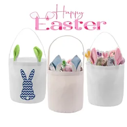 DIY Süblimasyon Easter Bunny Sepet Tavşan Kulak Polyester Yaratıcı Şeker Çantası Paskalya Hediye Çantası Dekorasyonu Ev El Sanatları 0202