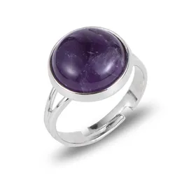 Солитарное кольцо 12 мм богемные ювелирные украшения натуральный камень заживление кристалл для женщин очаровывать кольца по случаю дня рождения Регулируем