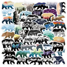 50pcs Grizzly Bear Stickers com montanhas, rios, sol, lua e estrelas az219