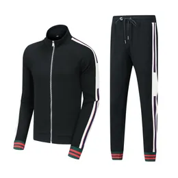 Europe designer mens tracksuits womens sport suit zipper classical letter print tracksuit sleeve Red green striped sportsuit Streetwear sport suits black 28003