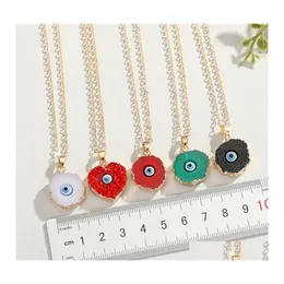 Pendant Necklaces Inspired Jewelry Resin Druzy Evil Eye Jeart Round Handmade Christmas Party Birthday Gift For Women C3 Drop Deliver Dhokn
