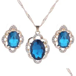 Earrings Necklace Bridal Jewelry Set Crystal Pendants Necklaces Engagement Wedding Party Drop Delivery Sets Dhdwa