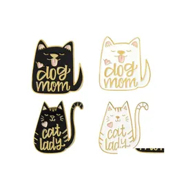 Spille Spille Vintage Stile Punk Cane Mamma Gatto Lady Metallo Kawaii Smalto Pin Badge Bottoni Spilla Camicia Giacca di jeans Borsa Decorativa Fo Dhjgo