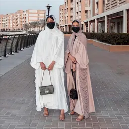 Ethnic Clothing Robe longoe kimono femme muulmane kaftan Ramadan Dubai Abaya for Women Turkey Islam Arabic Muslim Folds Maxi Dress Marocain