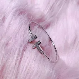 Bracciale a doppia apertura in oro rosa 18 carati in argento sterling con fritillaria bianca e diamanti, regalo di San Valentino di lusso leggero e alla moda per la fidanzata