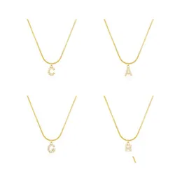 Pendant Necklaces Inlaid Zircon Letter Initial Necklace For Women Gold Chain Cute Charms Alphabet Jewelry Friends Gift 473 H1 Drop D Dhkau