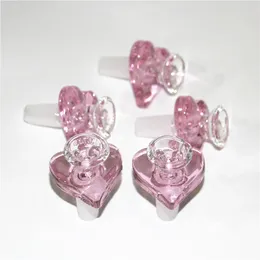 Pink Love Heart Shape Glass Bowls For Glass Hookah Water Pipe Bongs Oil Rig Ash Catcher Rökning Tobakskål Dabber Tools