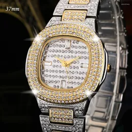 Wristwatches Drop 2023 Fashion Quartz Women Watches Luxury Diamond Ladies Watch 18K Gold Silver Iced Out Hip Hop Female Clock