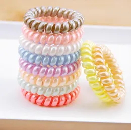 New Women Scrunchy Girl Hair Coil Rubber Hair Bands Ties Rope Ring Ponytail Holders Telephone Wire Cord Gum Hair Tie Bracelet FY4851 0202