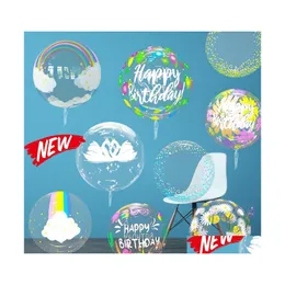 Décoration de fête 5pcs 20 pouces clair Bobo ballons décor anniversaire hélium mariage bébé douche fournitures lettre arc-en-ciel imprimé fête goutte Dhnfh