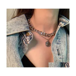 Pendant Necklaces Human Head Layered Necklace Bohemian Jewelry Gold Clavicle Drop Delivery Pendants Otjrr