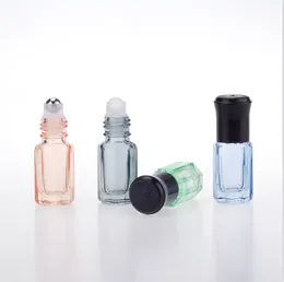 3 ml mini eteriska oljor metallrulle kul glas parfym flaskor resenär tom roll-on återfyllningsbara flaskor grossist