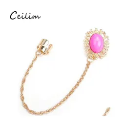 Ear Cuff 1 Piece Tassel Chain Clip Earrings Green Pink Acrylic Charms Long Statement For Women Punk Single Earring Wholesale Drop De Ot45V