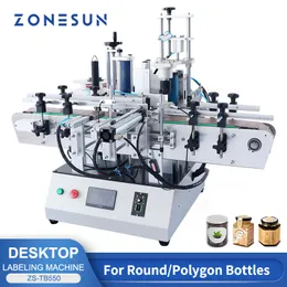 Zonesun Automatisk förpackningsmaskin ZS-TB550 Automatisk märkningsmaskin för rund oregelbunden polygonal hexagonal flaskburk Plastglasproduktionslinje