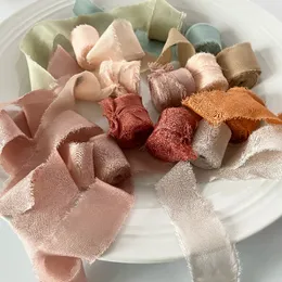 Other Event Party Supplies Real Pure Silk Ribbon Embroidery Satin Cotton Raw Edge For Handcrafts Wedding Bridal Bouquet Invitations Rustic Styling 230202