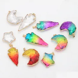 Pendant Necklaces Moon Star Shape Colored Crystal Stone Pendants Natural Gemstone For Necklace Women Jewelry Drop Delivery Dhw5N