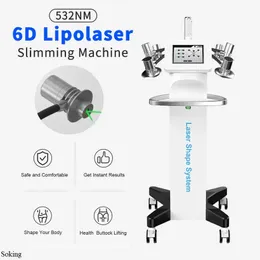 Novo sistema de forma de corpo a laser 6D 532NM Lipolaser de comprimento de onda de lasers frios LIPO Slimming Machine Remoção de gordura Cellulite Reduce o equipamento Zerona