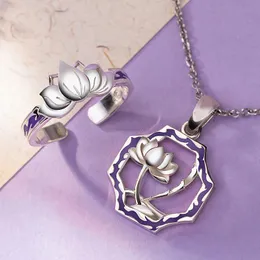 Chains DAO ZU SHI Necklace Women Anime Jiang Cheng Lotus Necklaces Woman Creative Fashion Chain Alloy Silver Color Cosplay CollierChains