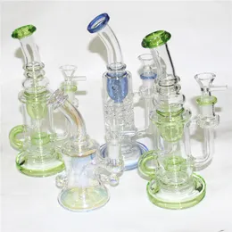 Bong in vetro Dab Rig Narghilè Cyclone Recycler Rigs Glass Bubbler Tubo dell'acqua Bong con giunto da 14 mm con ciotola inebriante