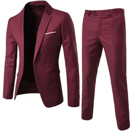 Garnitury męskie Blazerse garnitur męski zestaw formalny zestaw w stylu Korea Slim Slimeed Business Suits Wedding Blazer Pants Zestaw Terno Masculino 230202